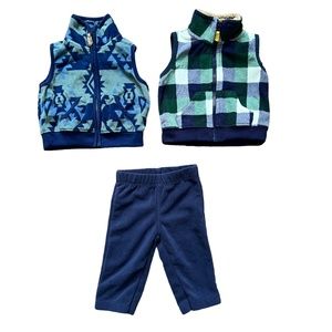 Carter's 3-Piece Fleece Outfit: 2 Vests and 1 Sweatpants, Size 3 Months